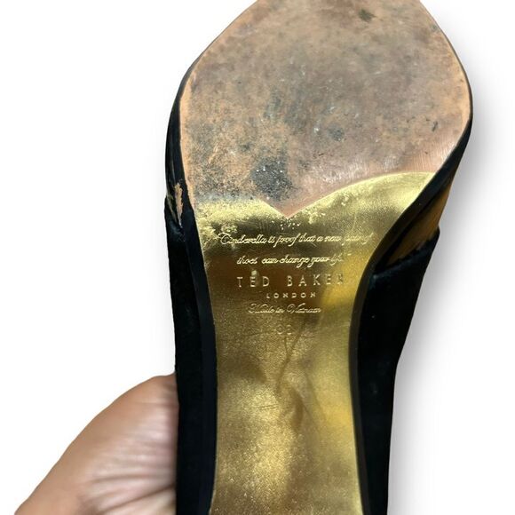 Ted Baker Hainns Suede Leather and Gold Heeled Pointed Toe Ankle Shoe Boots - Picture 15 of 16